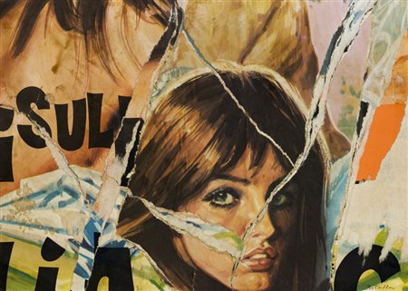 MIMMO ROTELLA (1918-2006)Sul, 1990Decollage su telacm 35x48Firma, titolo e...