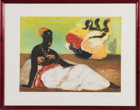 Salvatore Fiume (Comiso 1915 – Milano 1997) , “Quattro Donne”. Acquaforte a 8...