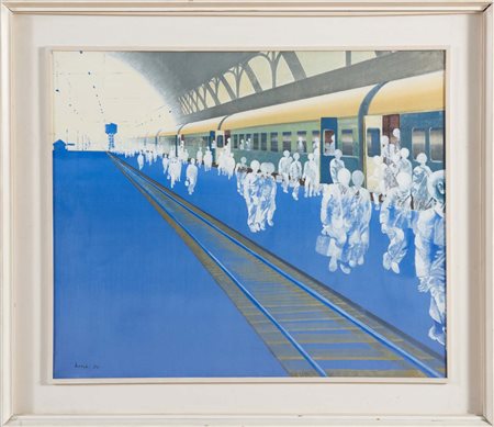 Dino Boschi (Bologna 1923 – 2015), “Studio per i pendolari”, 1969. Olio su...