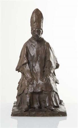 Giacomo Manzù (Bergamo 1908 – Roma 1991), attribuito a, “Cardinale seduto”....