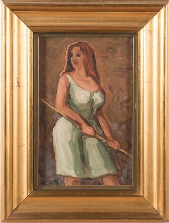 Anacleto Margotti (Lugo 1896 – Imola 1984), “Contadinella”, 1921. Olio su...