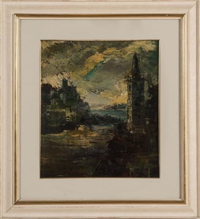 Ubaldo Magnavacca (Modena 1885 – Lerici 1957), “La chiesa e il campanile”....