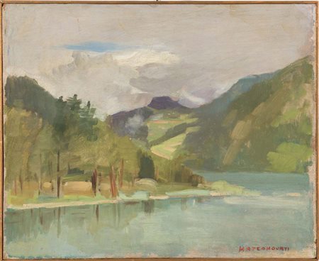 Marco Novati (Venezia 1895 - 1975), “Paesaggio”. Olio su tavola, firmato in...