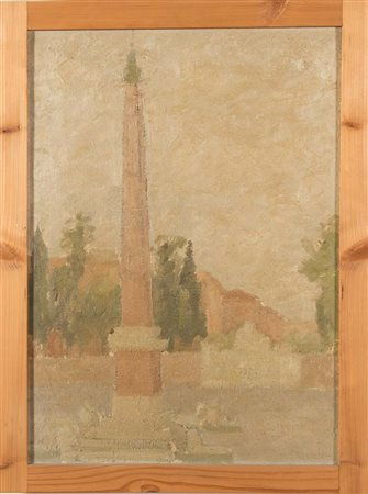 Franco Marzilli (Roma 1934 – Poggio Mirteto 2010), “Scorcio di Piazza”. Olio...