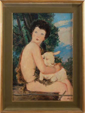Cosimo Privato (Venezia 1899 - 1971), “Pastorale”, 1931. Olio su cartone,...