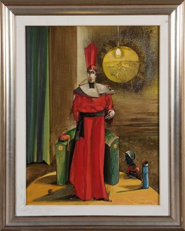 Luigi Rincicotti (Fano 1941), “Cardinale”, 1986. Olio su tavola, firmato e...