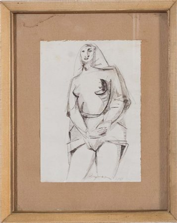 Aldo Borgonzoni (Medicina 1913 – Bologna 2004), “Mondina”, 1949. China su...