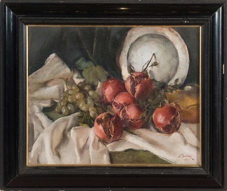 Nino Bertocchi (Bologna 1900 – Monzuno 1956), “Natura Morta con uva e...