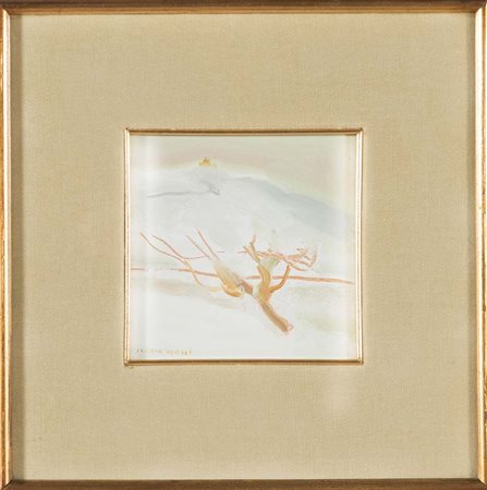 Ilario Rossi (Bologna 1911 – 1994), “Nevicata a San Luca”. Olio su tavoletta,...