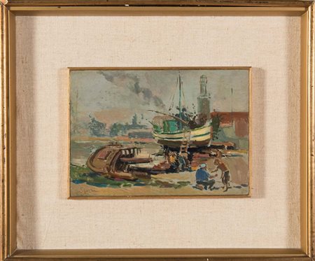 Umberto Sgarzi (Bologna 1921 – 2017, “Senza Titolo”. Olio su tavola, firmato...