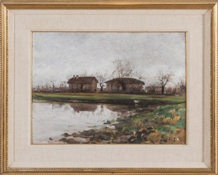 Garzia Fioresi (Vigevano 1888 – Bologna 1968), “Macero con due cascine”, Anni...