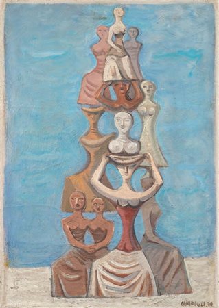 Massimo Campigli Berlino 1895 - St.Tropez 1971 Monumento, 1939 Olio su tela,...