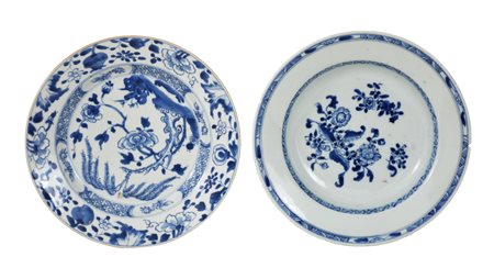 Lotto composto da 2 piatti in porcellana della Compagnia delle Indie diam cm...
