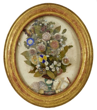 Composizione ovale natura morta con conchiglie cm 60x49 Francia, epoca...