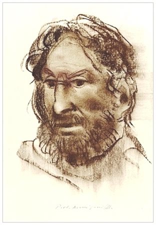 PIETRO ANNIGONI Milano 1910 – Firenze 1988 Volto Sanguigna su cartoncino 28,5...