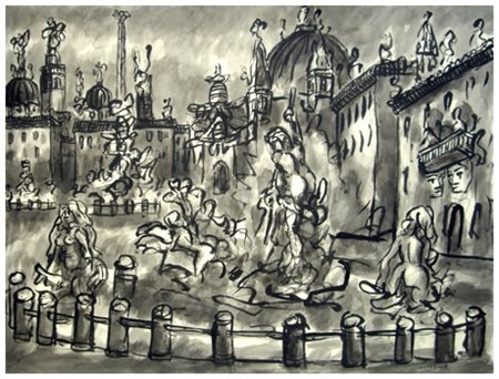 TONO ZANCANARO Padova 1906 – Padova 1985 Piazza Navona 1969 Inchiostro su...
