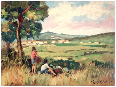 RENZO CASALI Livorno 1898 – Livorno 1977 Senza titolo 1949 Olio su tavola 30...