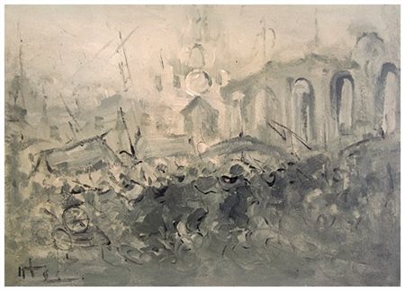 ALVARO DANTI Livorno 1911 – Livorno 1985 Senza titolo Olio su faesite 50 x...