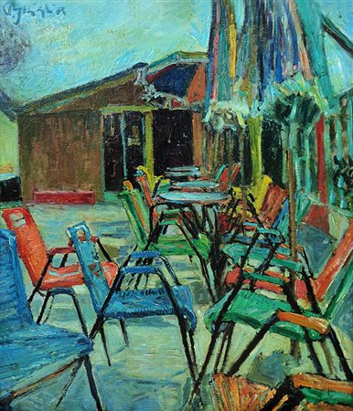 PAULO GHIGLIA Firenze 1905 – Roma 1979 Senza titolo Olio su tavola 71 x 60....