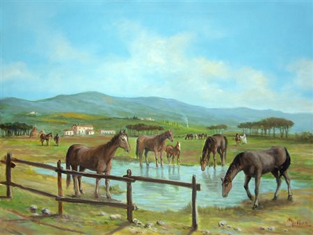 MILLUS (Mauro Illusi) Livorno 1925 – Livorno 1992 Senza titolo Olio su tela...