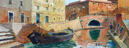 PIERO PELLEGRINI Livorno Senza titolo Olio su faesite 15 x 40. Firma in b. a...