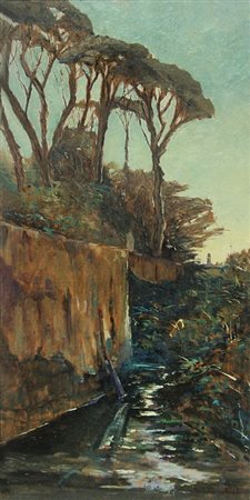 FOSCO ROSATI Livorno 1940 Pianacce, Montenero 1974 Olio su tavola 60 x 30....