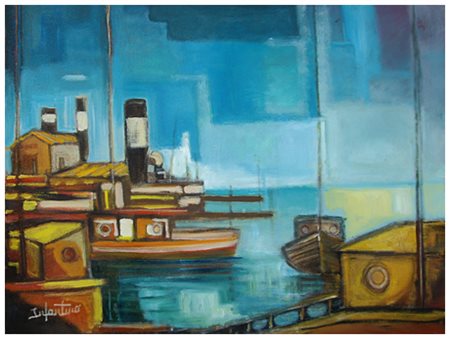 GIUSEPPE INFANTINO Palmi 1939 Senza titolo Olio su tela 60 x 80. Firma in b....