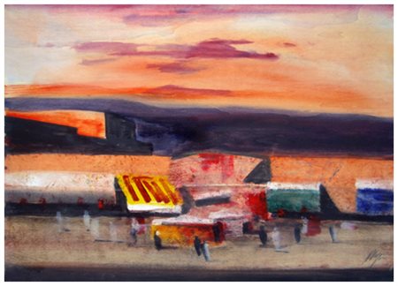 SALVATORE MAGAZZINI Pistoia 1955 Marrakech Olio su tavola 50 x 70. Firma in...