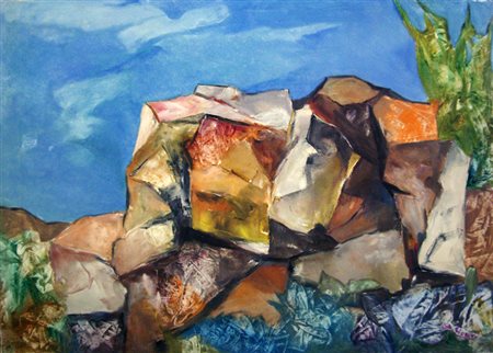 ILIO FIORINI Livorno 1913 – Livorno 1996 Senza titolo Olio su tela 50 x 70....