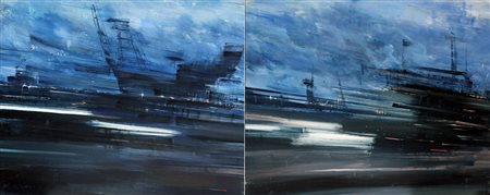 Alessandro PAPETTI (Milano 1958 ) Sopraelevata di notte 2008 olio su tela cm....