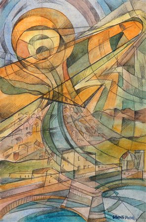 Uberto BONETTI (Viareggio 1909 - 1993 ) Seravezza, in volo ascensionale anni...