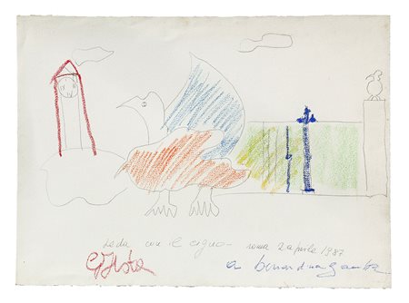 Tano FESTA (Roma 1938-11-02 Roma 1988-01-09) Leda con il cigno 1987 tecnica...