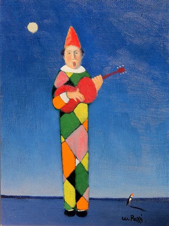 Walter POZZI (Bergamo, 1911 Milano, 1989 ) Serenata olio su tela cm. 40 x...