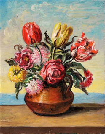 Giorgio DE CHIRICO (Volos 1888-07-10 Roma 1978-11-20) Vaso di fiori anni 70...