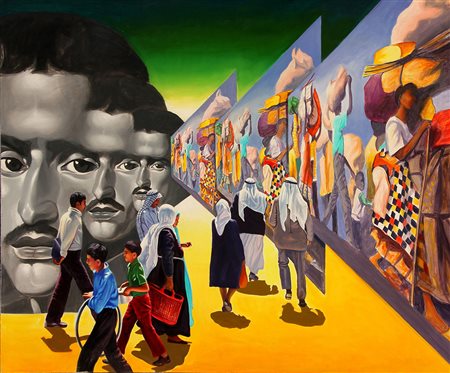 Ali HASSOUN (Sidone 1964 ) Al akh al kabir 2000 acrilico su tela cm. 120 x...
