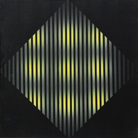 Ennio FINZI (Venezia 1931-01-02 ) Luce-Vibrazione in nero-giallo 1972 olio su...