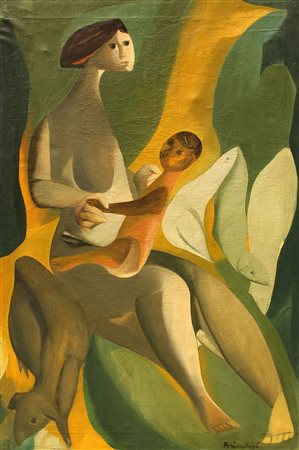 Remo BRINDISI (Roma 1918-04-25 Milano 1996-07-25) Senza Titolo 1949 olio su...