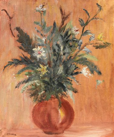 Angelo DEL BON (Milano 1898-04-12 Desio 1952-06-01) Fiori nel vaso marrone...