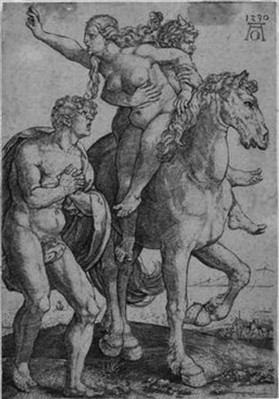Heinrich Aldegrever IL RATTO DI DEJANIRA. 1530 Bulino. mm 148x104....
