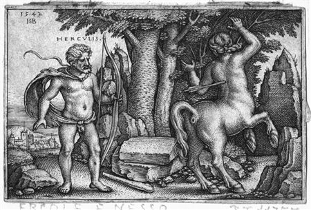 Hans Sebald Beham DUE INCISIONI DA “LA FATICHE DI ERCOLE” Ercole e Nesso....