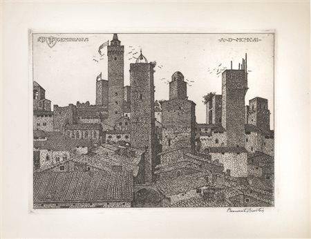 Benvenuto Disertori TORRI DI SAN GIMIGNANO. 1917 Acquaforte e bulino. mm...