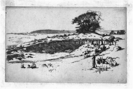 Scuola inglese XIX secolo Acquaforte e puntasecca. mm 125x202. Profondamente...