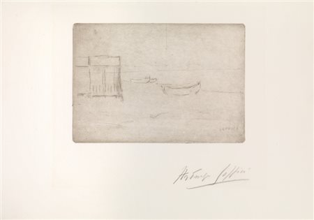 Ardengo Soffici BARCHE E CAPANNO. 1927/28 Puntasecca. mm 147x211. Foglio: mm...