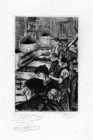 Anselmo Bucci STAMPERIA PARIGINA D’ACQUEFORTI. 1924 Puntasecca su rame. mm...