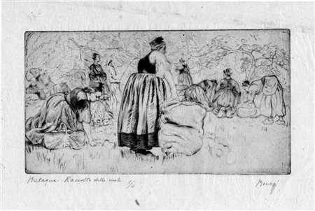 Anselmo Bucci BRETAGNA. 1913 Serie omogenea di 6 incisioni alla puntasecca su...