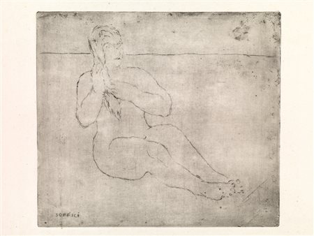 Ardengo Soffici NUDO SULLA SPIAGGIA. 1927/28 Puntasecca. mm 216x245. Foglio:...