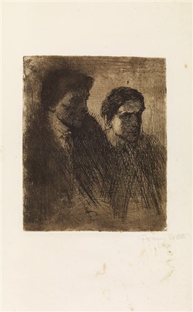 Giovanni Costetti DOPPIO RITRATTO DI ALBERTO COLINI Acquaforte su zinco. mm...