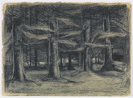 Raul dal Molin Ferenzona BOSCO. 1930 Gessetto nero. mm 122x165. Firmato al...