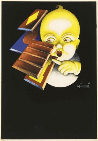 Virginio Bianchi BOZZETTO PUBBLICITARIO Gessetto nero, inchiostro nero e...