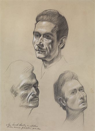 Gregorio Sciltian STUDI DI VOLTO MASCHILE. 1964 Gessetto nero con rialzi a...